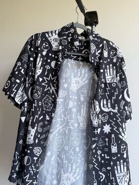 Black & White magic Graphic Short-Sleeve Shirt Jacket